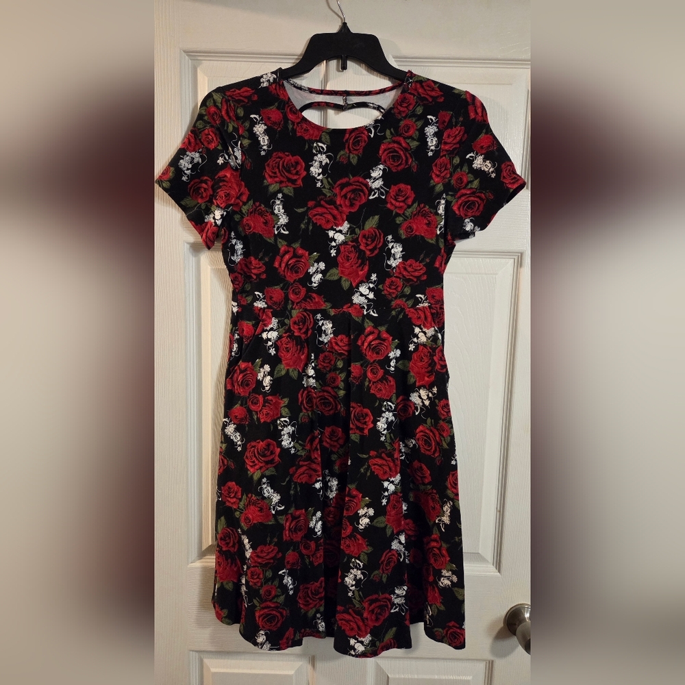 Disney By Torrid Black and Red Rose Minnie Mouse Mini Dress